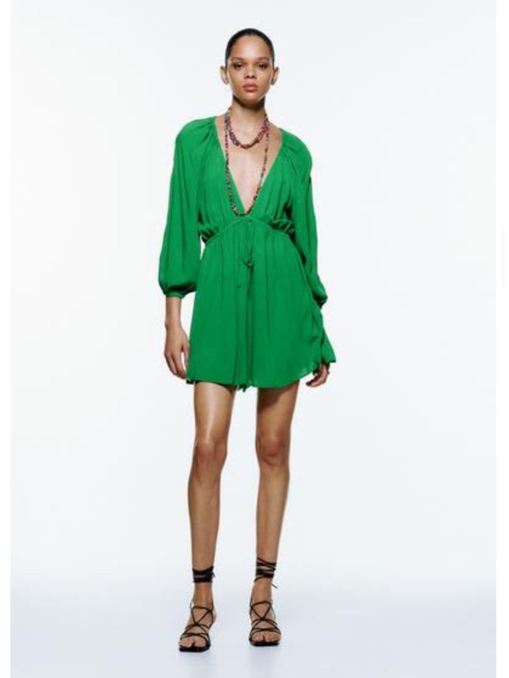 Zara Green FLOWY SHORT JUMPSUIT